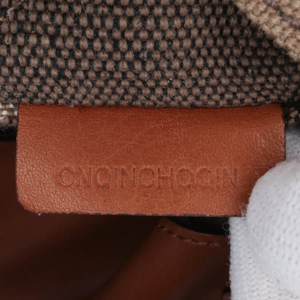 Pre-owned Burberry Medium Mega Check Canvas and Calfskin Chevron Ashby Bucket Brown
