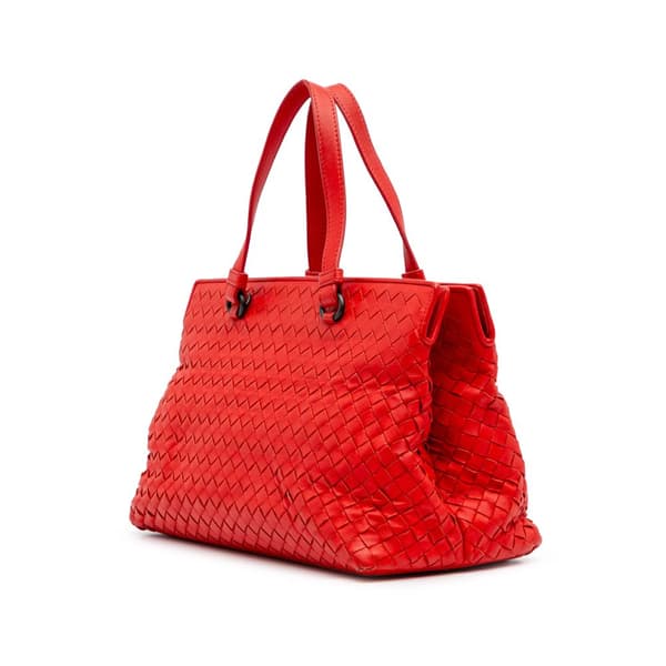 Pre-owned Bottega Veneta Nappa Intrecciato Satchel Red