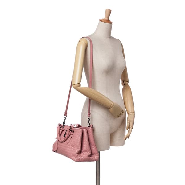 Pre-owned Bottega Veneta Small Nappa Intrecciato Roma Satchel Pink
