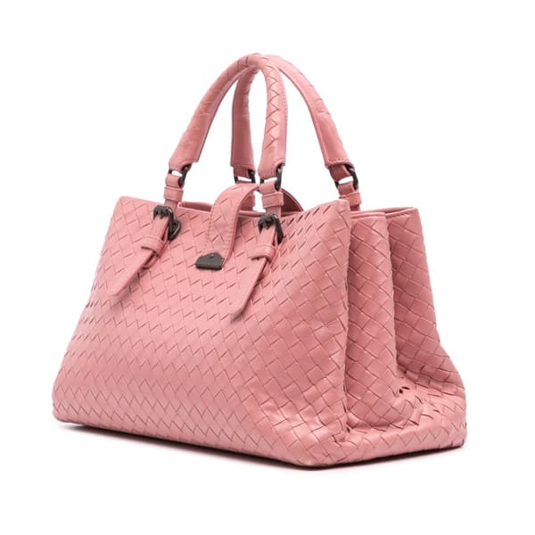 Pre-owned Bottega Veneta Small Nappa Intrecciato Roma Satchel Pink