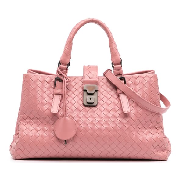 Pre-owned Bottega Veneta Small Nappa Intrecciato Roma Satchel Pink