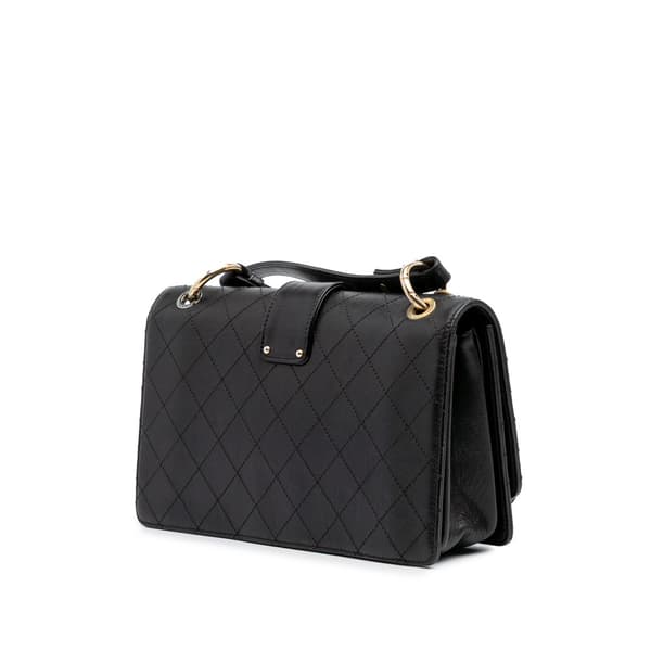 Pre-owned Chanel Quilted Calfskin Double Chain Top Handle Flap Black