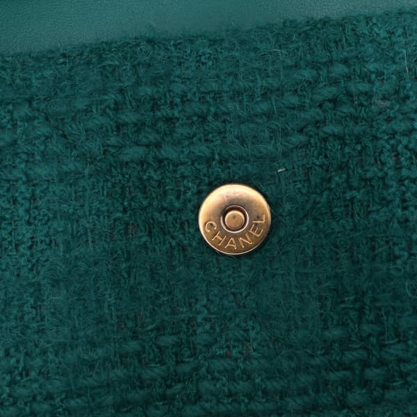 Pre-owned Chanel Tweed 19 Wallet On Chain Green