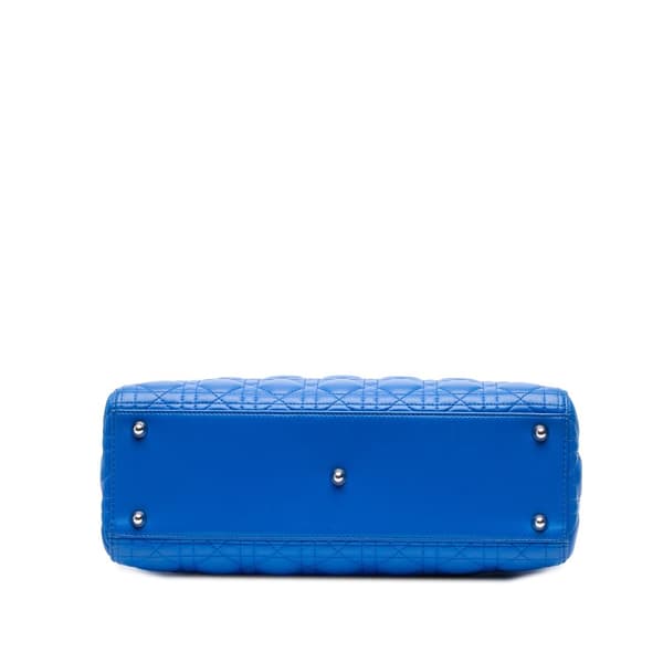 Pre-owned Dior Large Lambskin Cannage Lady Dior Blue