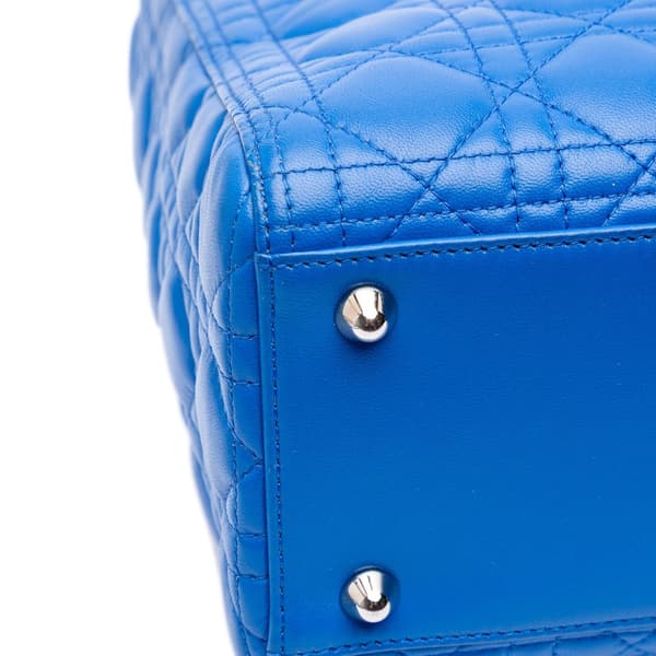 Pre-owned Dior Large Lambskin Cannage Lady Dior Blue