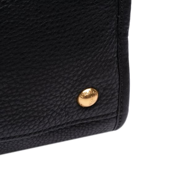 Pre-owned Prada Vitello Daino Zip Top Satchel Black