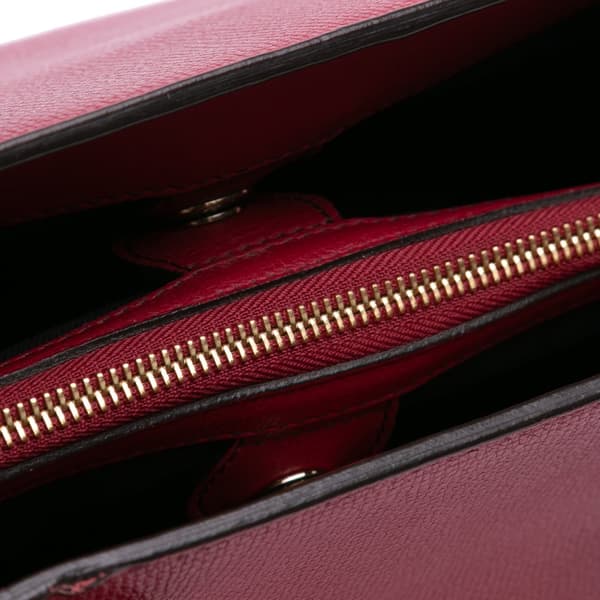 Pre-owned Burberry Medium Leather and House Check Banner Satchel Red