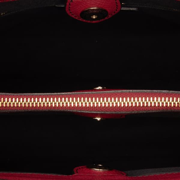Pre-owned Burberry Medium Leather and House Check Banner Satchel Red