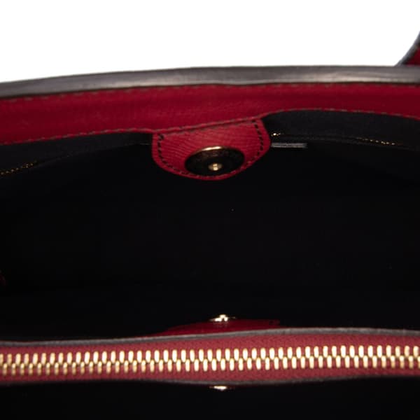 Pre-owned Burberry Medium Leather and House Check Banner Satchel Red