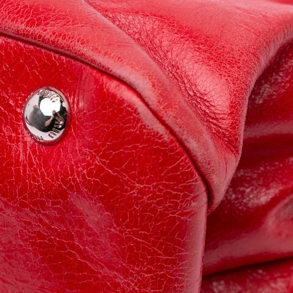 Pre-owned Miu Miu Leather Satchel Red
