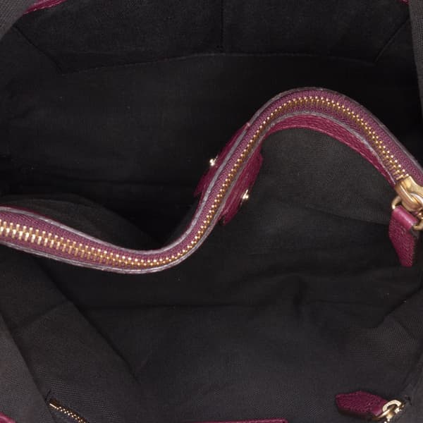 Pre-owned Burberry Medium Leather and House Check Banner Satchel Purple