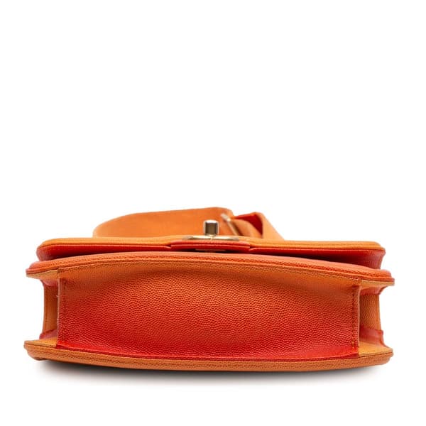 Pre-owned Chanel Small Quilted Caviar Sunset On The Sea Flap Orange