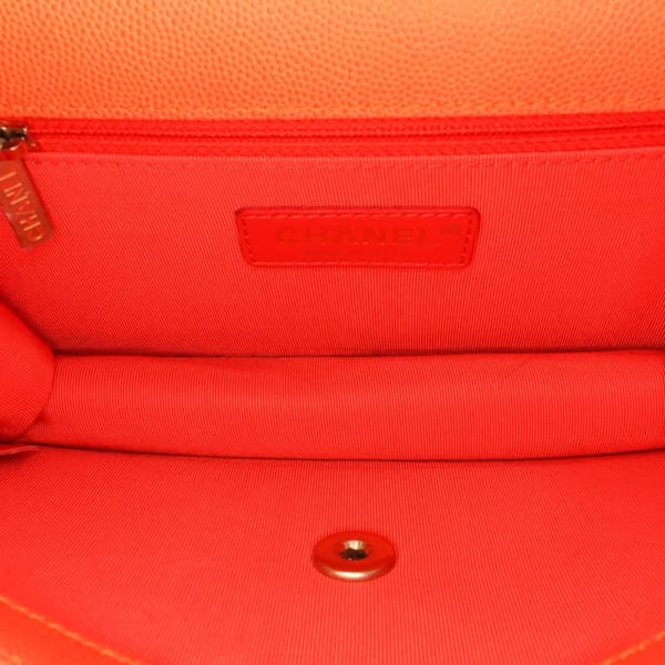 Pre-owned Chanel Small Quilted Caviar Sunset On The Sea Flap Orange