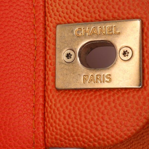 Pre-owned Chanel Small Quilted Caviar Sunset On The Sea Flap Orange