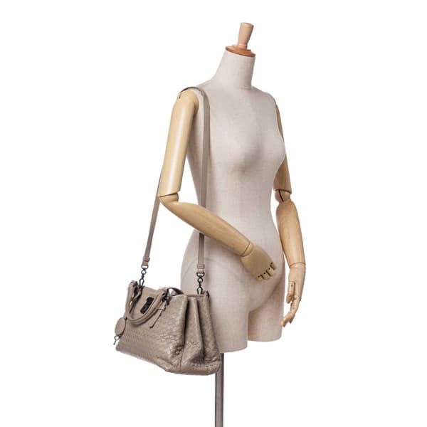 Pre-owned Bottega Veneta Small Nappa Intrecciato Roma Satchel Brown