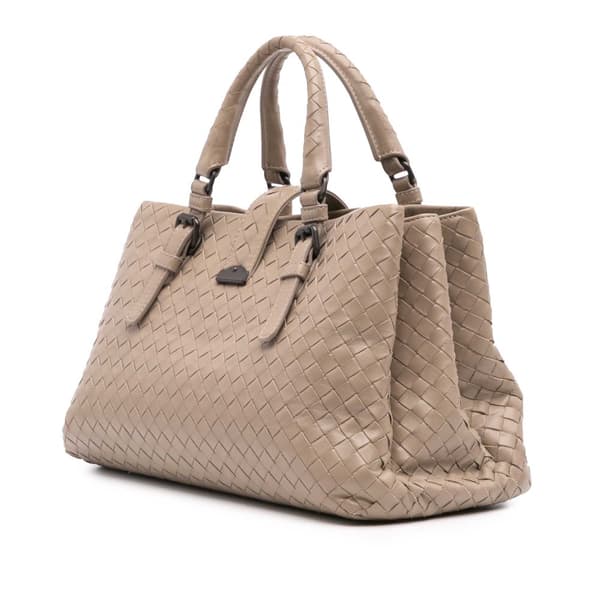 Pre-owned Bottega Veneta Small Nappa Intrecciato Roma Satchel Brown