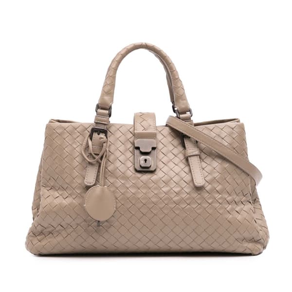 Pre-owned Bottega Veneta Small Nappa Intrecciato Roma Satchel Brown