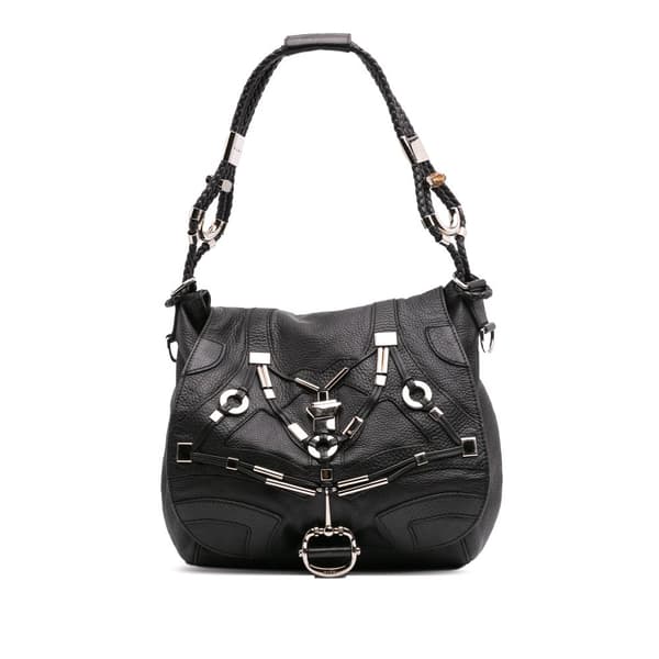 Pre-owned Gucci Leather Horsebit Techno Satchel Black