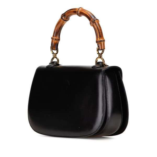 Pre-owned Gucci Calfskin Bamboo Night Black