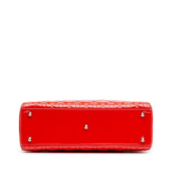Pre-owned Dior Large Patent Cannage Lady Dior Red