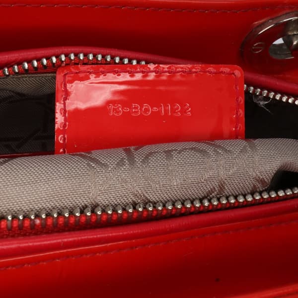 Pre-owned Dior Large Patent Cannage Lady Dior Red