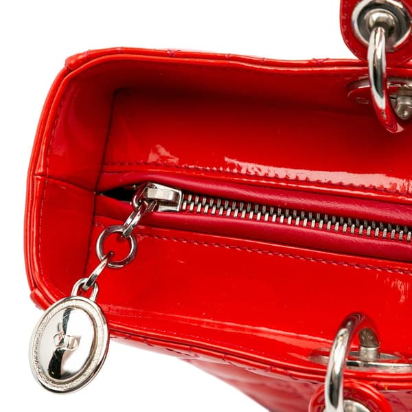 Pre-owned Dior Large Patent Cannage Lady Dior Red