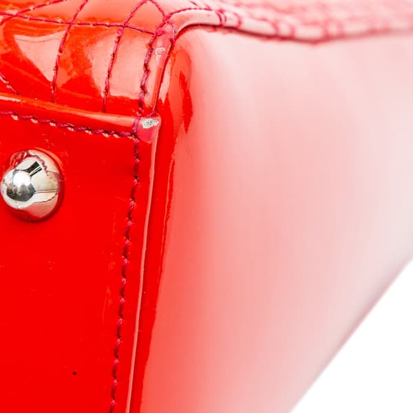 Pre-owned Dior Large Patent Cannage Lady Dior Red