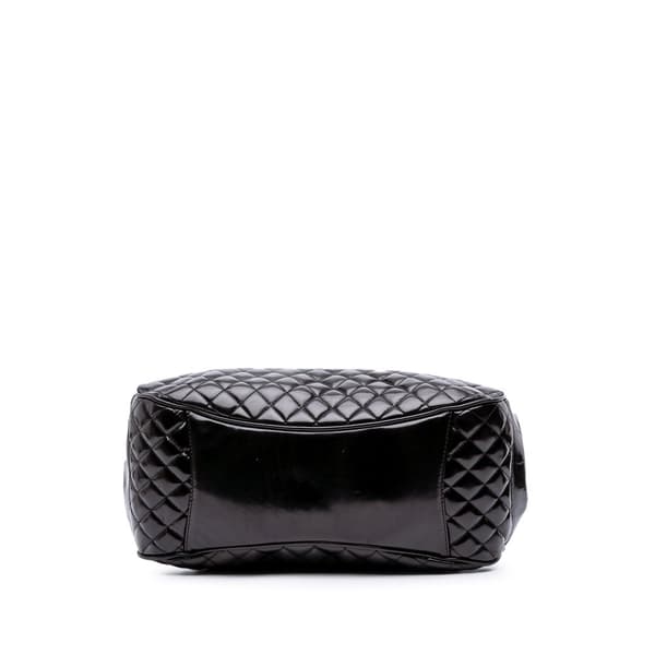 Pre-owned Chanel Small Quilted Glazed Calfskin Mademoiselle Frame Top Handle Bag Black