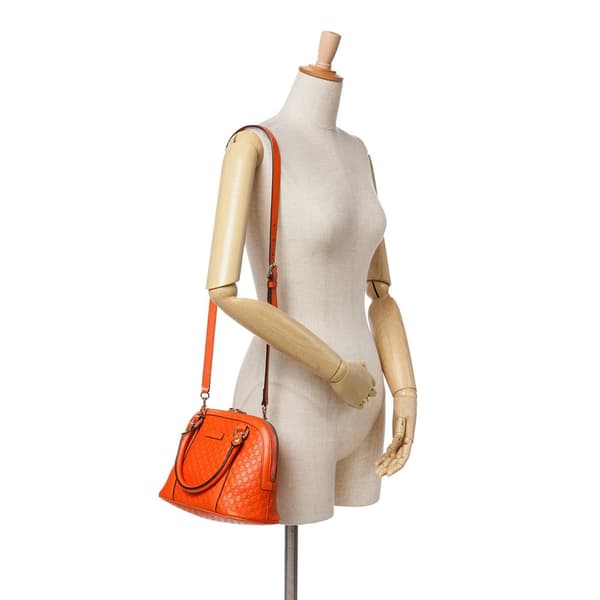 Pre-owned Gucci Mini Microguccissima Dome Satchel Orange