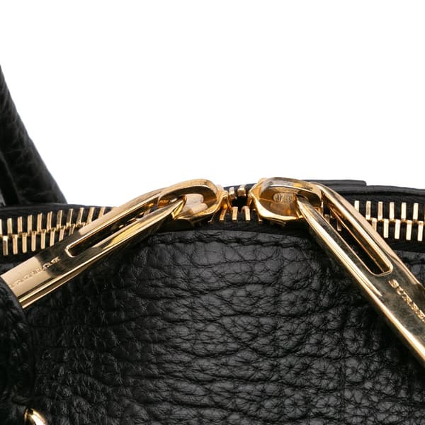 Pre-owned Burberry Large Grained Calfskin Heritage Orchard Bowling Bag Black