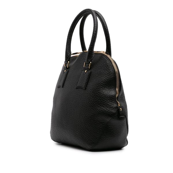 Pre-owned Burberry Large Grained Calfskin Heritage Orchard Bowling Bag Black