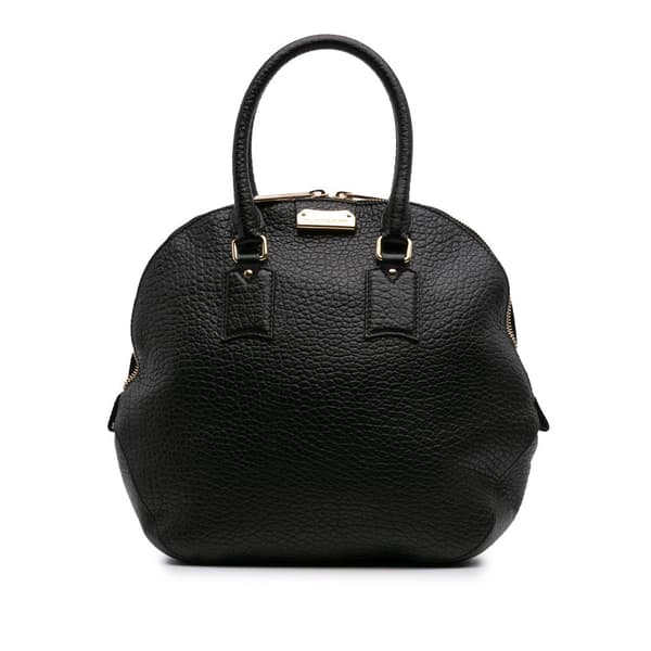 Pre-owned Burberry Large Grained Calfskin Heritage Orchard Bowling Bag Black
