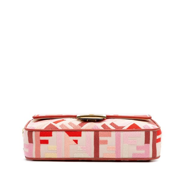 Pre-owned Fendi Zucca Embroidered Canvas Baguette Satchel Pink
