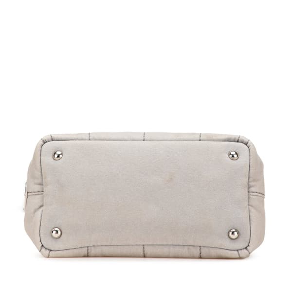 Pre-owned Prada Small Denim Canapa Logo Satchel Gray