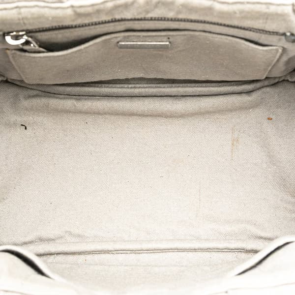 Pre-owned Prada Small Denim Canapa Logo Satchel Gray
