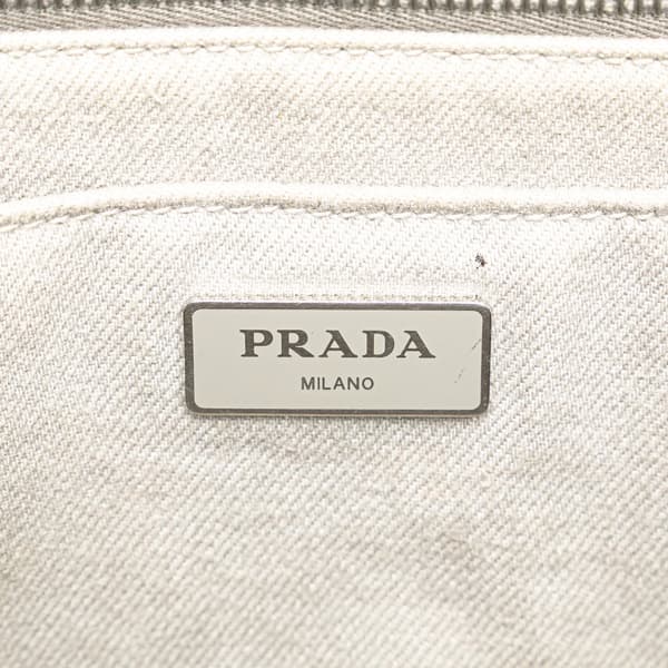 Pre-owned Prada Small Denim Canapa Logo Satchel Gray