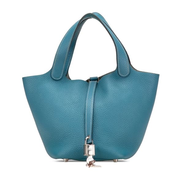 Pre-owned Hermès Clemence Picotin Lock 18 Blue