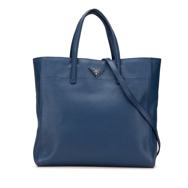 Pre-owned Prada Saffiano Soft Tote Blue