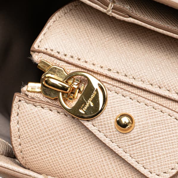 Pre-owned Ferragamo Leather Gancini Beky Satchel Pink