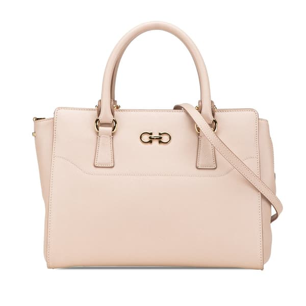 Pre-owned Ferragamo Leather Gancini Beky Satchel Pink