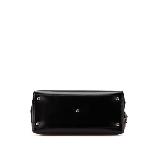 Pre-owned Ferragamo Leather Double Gancini Side Buckle Satchel Black