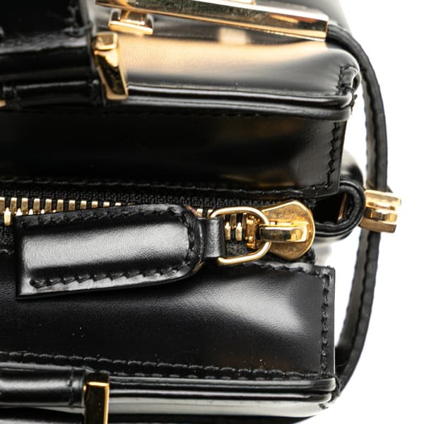 Pre-owned Ferragamo Leather Double Gancini Side Buckle Satchel Black