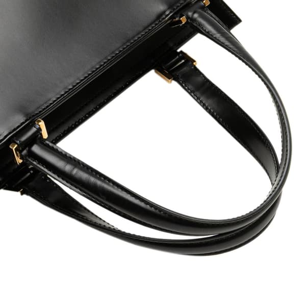 Pre-owned Ferragamo Leather Double Gancini Side Buckle Satchel Black