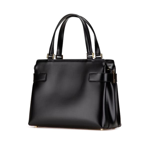 Pre-owned Ferragamo Leather Double Gancini Side Buckle Satchel Black