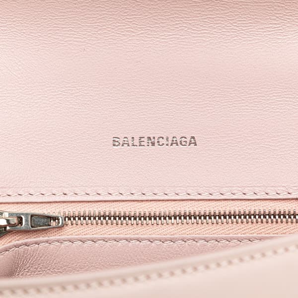Pre-owned Balenciaga Small Leather Hourglass Top Handle Bag Pink