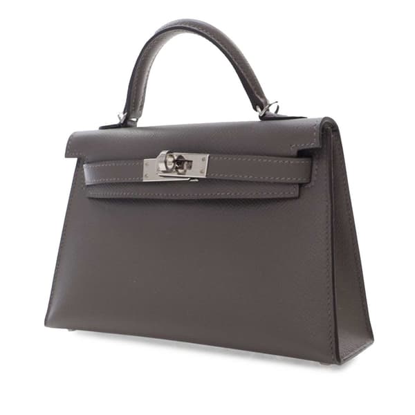Pre-owned Hermès Mini Epsom Kelly II Sellier 20 Gray