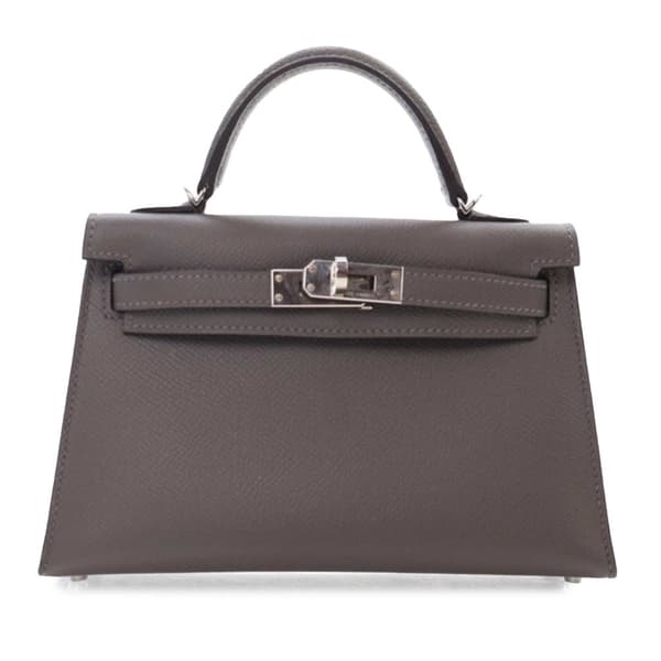 Pre-owned Hermès Mini Epsom Kelly II Sellier 20 Gray