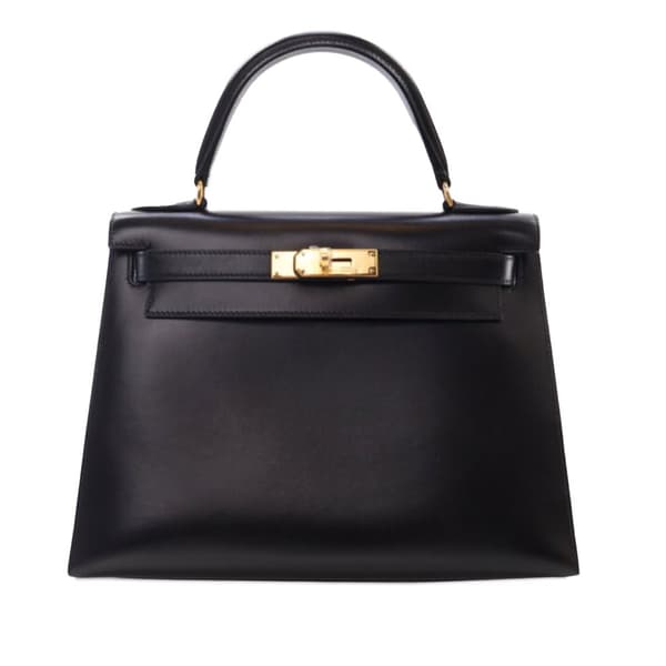 Pre-owned Hermès Box Calf Kelly Sellier 28 Black