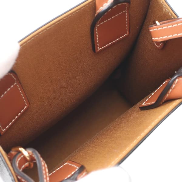 Pre-owned Celine Mini Triomphe Coated Canvas Vertical Cabas Satchel Brown