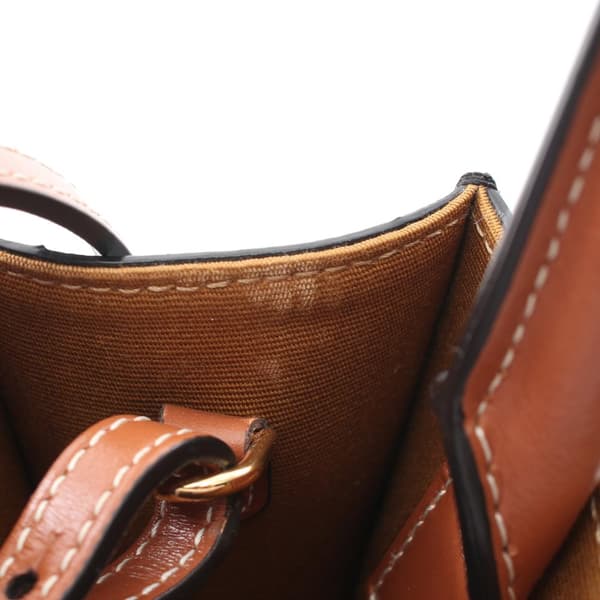 Pre-owned Celine Mini Triomphe Coated Canvas Vertical Cabas Satchel Brown